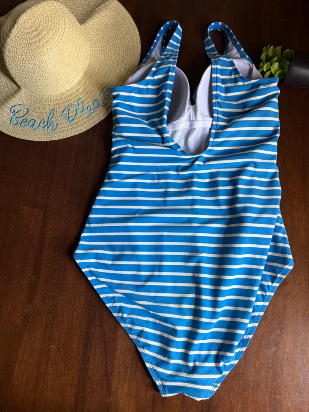 Boden Blue & White Striped One Piece Swimsuit Size 12R - Picture 2 of 10